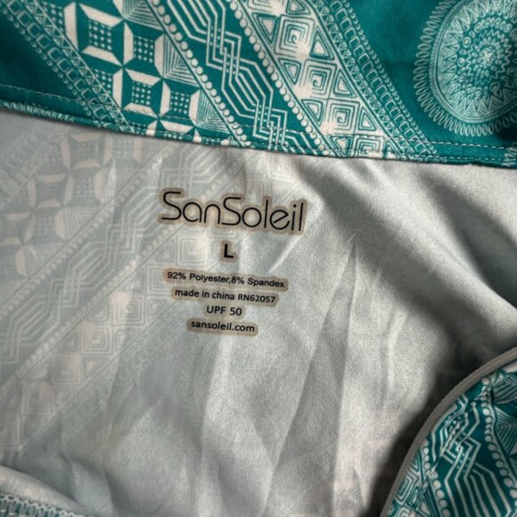 SanSoleil Womens Long Sleeve UPF 50 Sun Shirt Large Geometric Print Lightweight - Picture 3 of 7